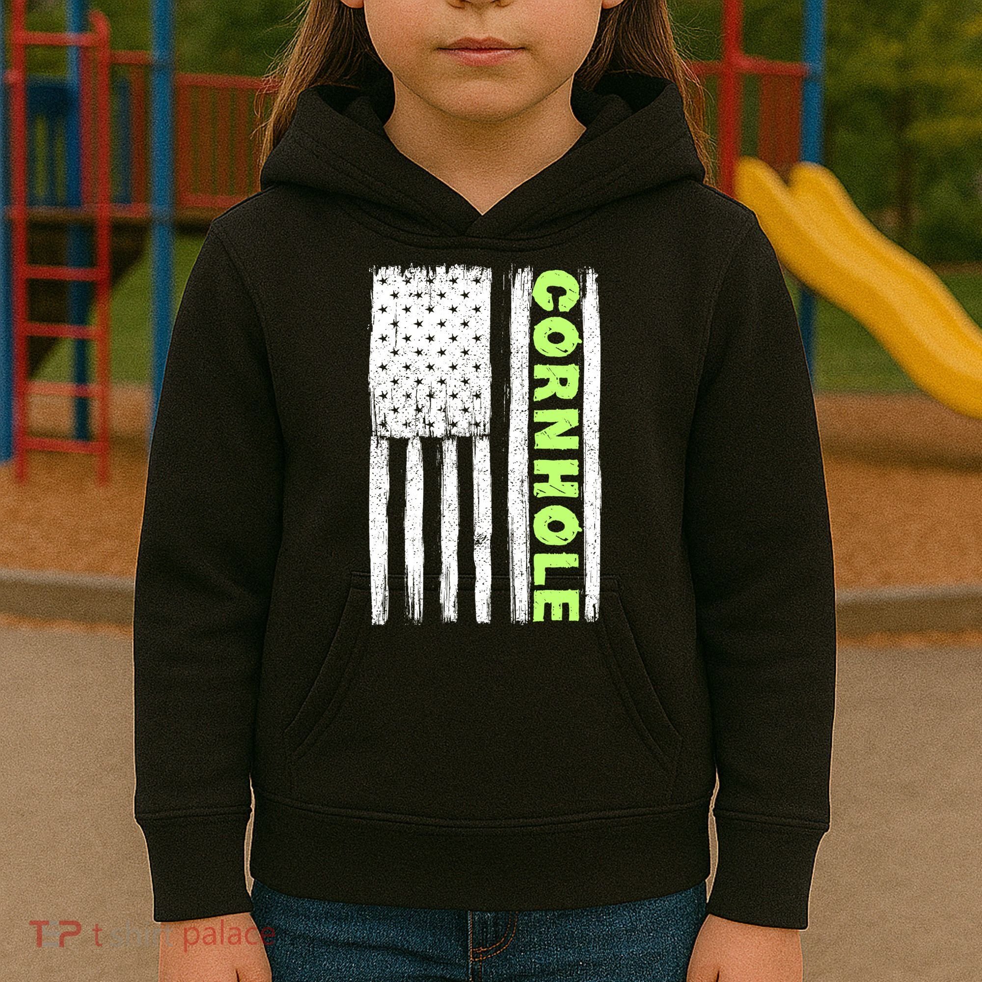 Cornhole Us Flag Kids Hoodie