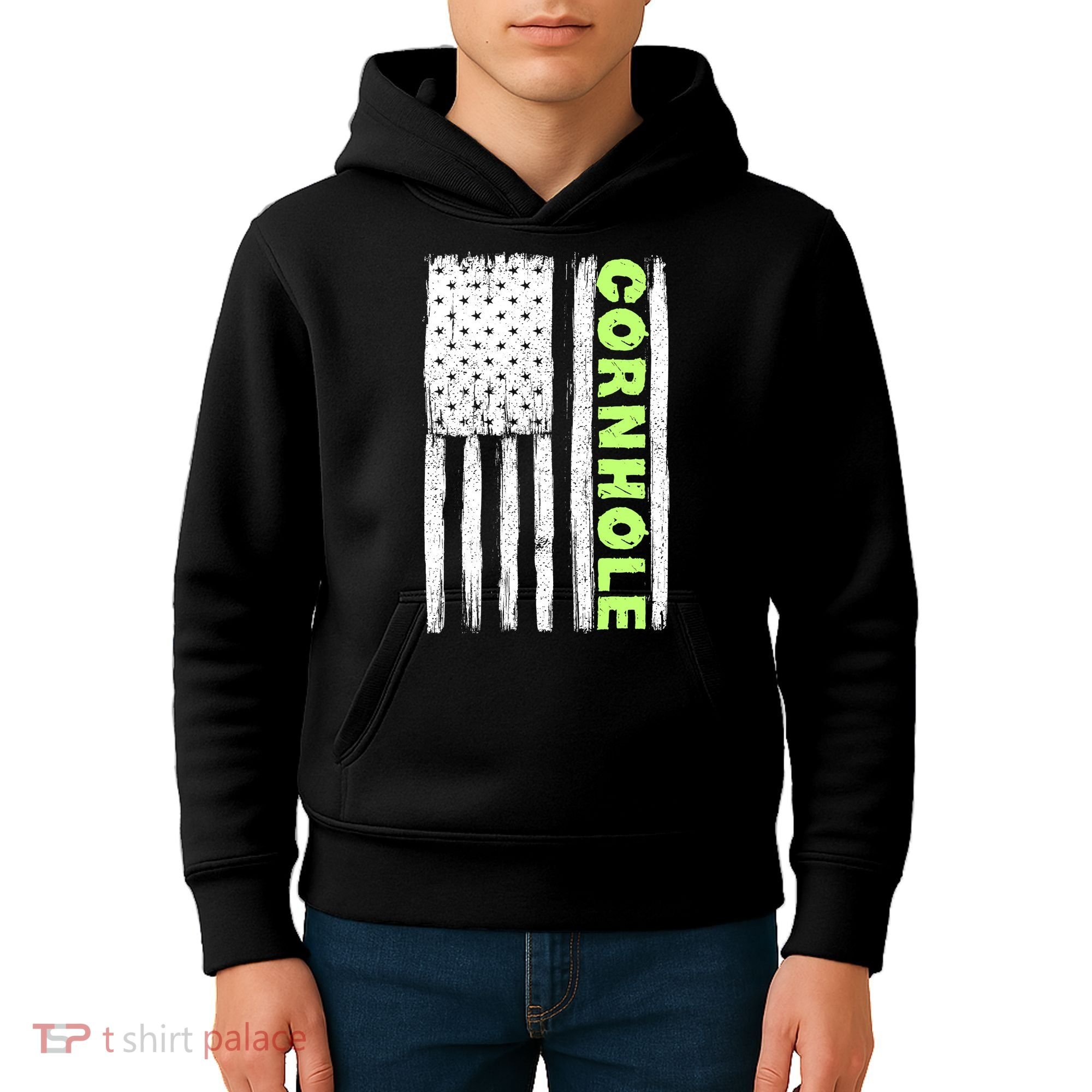 Cornhole Us Flag Kids Hoodie