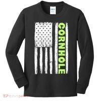 Cornhole Us Flag Kids Long Sleeve Shirt thumb 0
