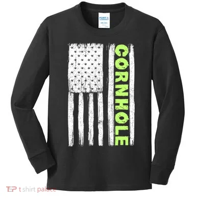 Cornhole Us Flag Kids Long Sleeve Shirt