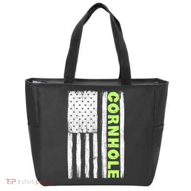 Cornhole Us Flag Tote Bag