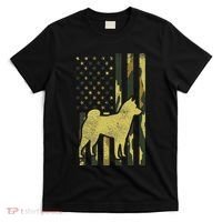 Camo Us Flag Shiba Inu Akita Pet Japanese Dog Patriotic Gift T-Shirt thumb 0