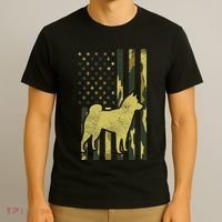 Camo Us Flag Shiba Inu Akita Pet Japanese Dog Patriotic Gift T-Shirt thumb 3