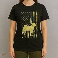 Camo Us Flag Shiba Inu Akita Pet Japanese Dog Patriotic Gift T-Shirt thumb 4