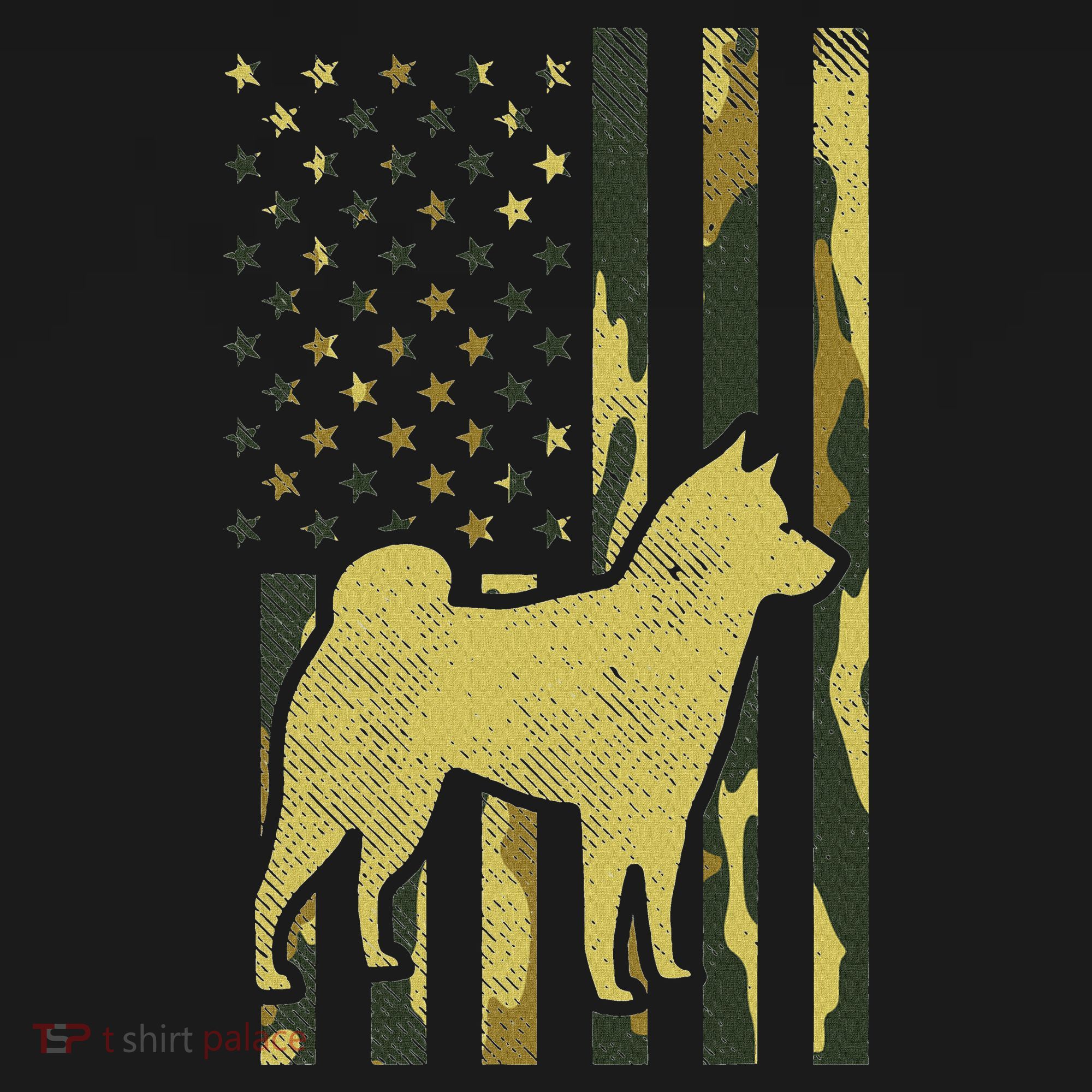 Camo Us Flag Shiba Inu Akita Pet Japanese Dog Patriotic Gift T-Shirt