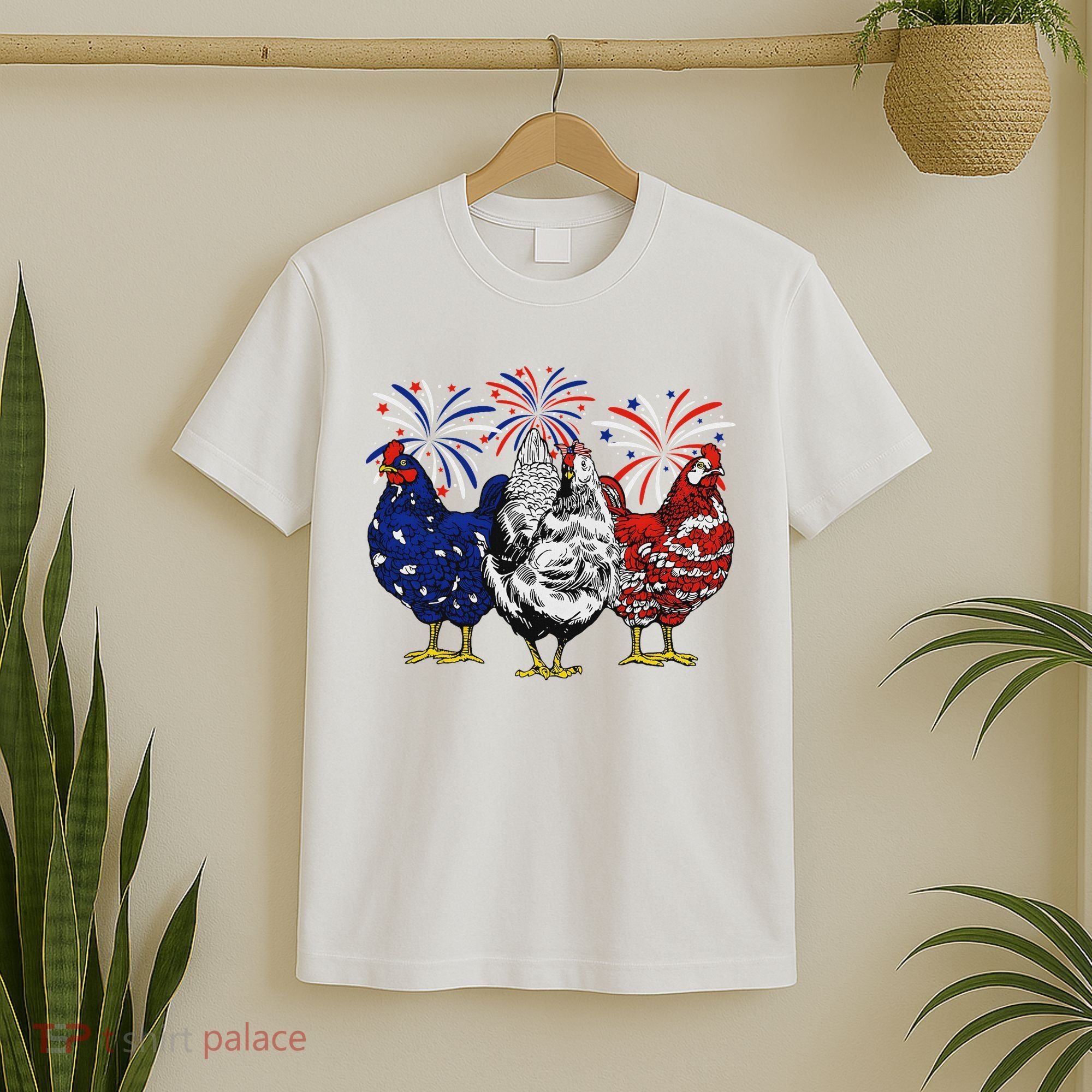 Chicken Usa Flag Patriotic Chicken Lover 4th Of July T-Shirt