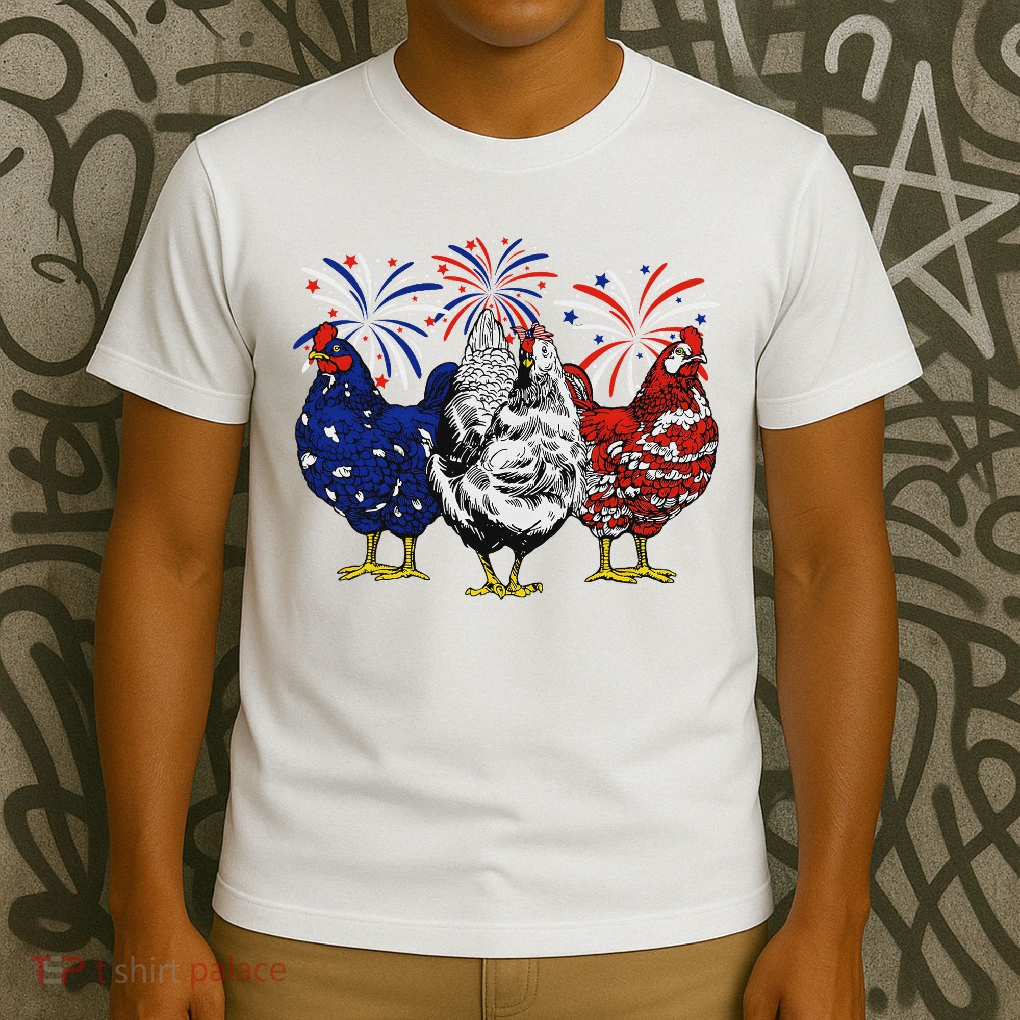 Chicken Usa Flag Patriotic Chicken Lover 4th Of July T-Shirt
