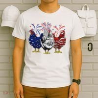 Chicken Usa Flag Patriotic Chicken Lover 4th Of July T-Shirt thumb 6