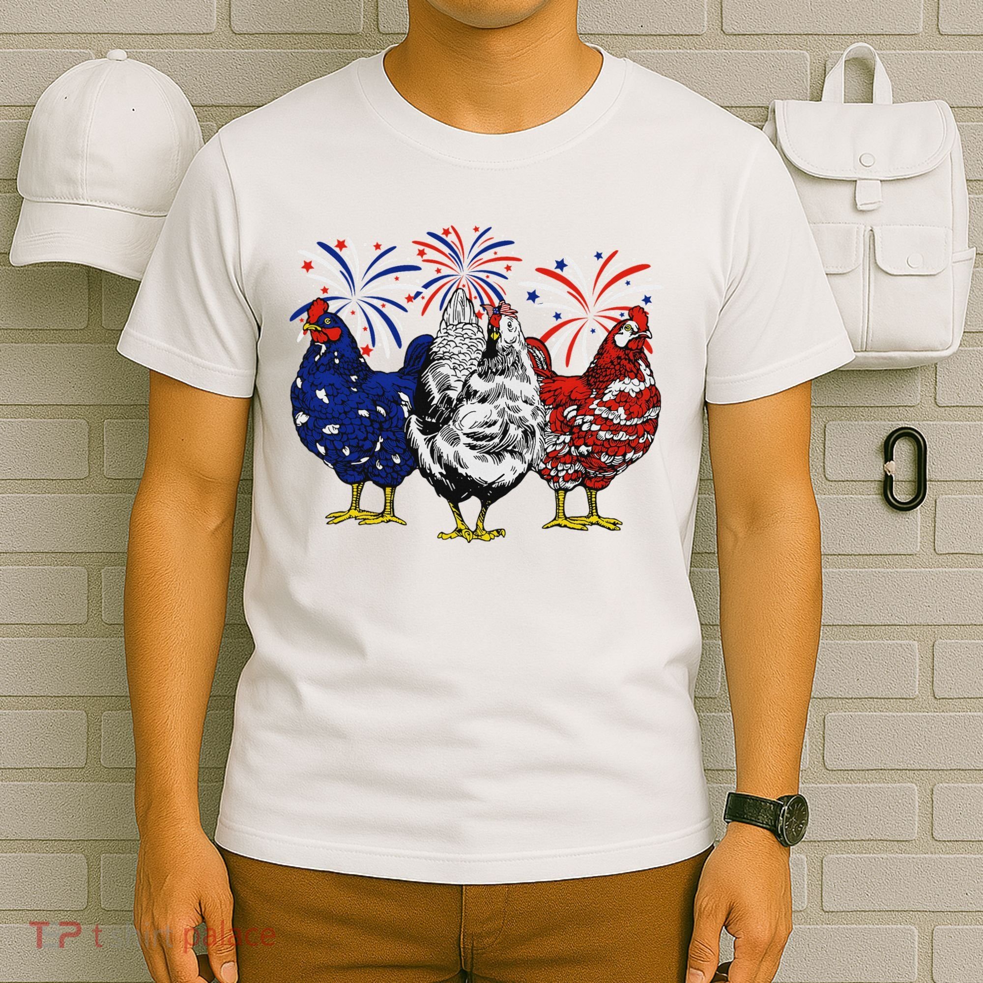 Chicken Usa Flag Patriotic Chicken Lover 4th Of July T-Shirt
