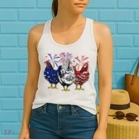 Chicken Usa Flag Patriotic Chicken Lover 4th Of July Women's Tank Top thumb 2