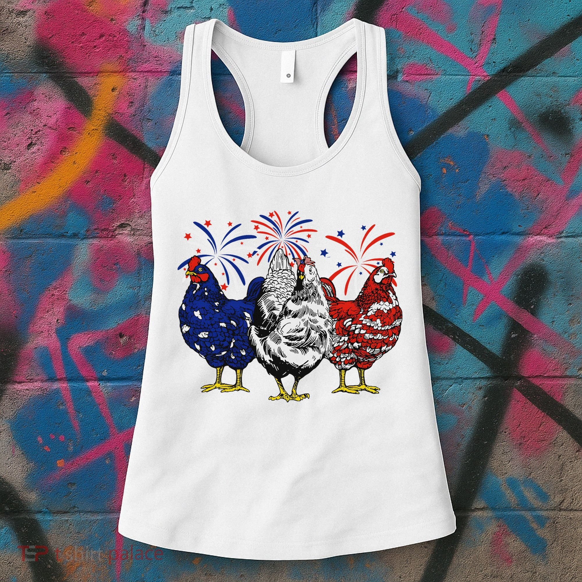 Chicken Usa Flag Patriotic Chicken Lover 4th Of July Women's Tank Top