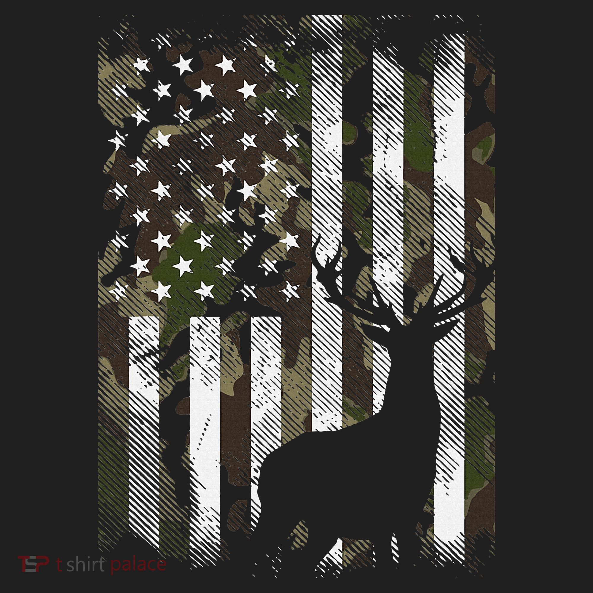 Camo Us Flag Deer Elk Buck Camoflage Hunting Hunter Dad Women's Sweatshirt