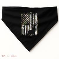 Camo Us Flag Deer Elk Buck Camoflage Hunting Hunter Dad USA-Made Doggie Bandana thumb 0