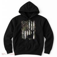 Camo Us Flag Deer Elk Buck Camoflage Hunting Hunter Dad Hoodie thumb 0