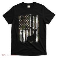 Camo Us Flag Deer Elk Buck Camoflage Hunting Hunter Dad T-Shirt thumb 0