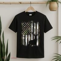 Camo Us Flag Deer Elk Buck Camoflage Hunting Hunter Dad T-Shirt thumb 2