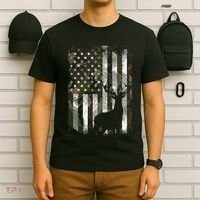 Camo Us Flag Deer Elk Buck Camoflage Hunting Hunter Dad T-Shirt thumb 6