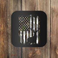 Camo Us Flag Deer Elk Buck Camoflage Hunting Hunter Dad Coaster thumb 0