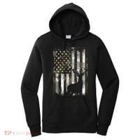 Camo Us Flag Deer Elk Buck Camoflage Hunting Hunter Dad Women's Hoodie thumb 0