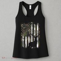 Camo Us Flag Deer Elk Buck Camoflage Hunting Hunter Dad Women's Tank Top thumb 3