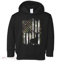 Camo Us Flag Deer Elk Buck Camoflage Hunting Hunter Dad Toddler Hoodie thumb 0