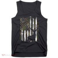 Camo Us Flag Deer Elk Buck Camoflage Hunting Hunter Dad Tank Top thumb 0