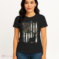 Camo Us Flag Deer Elk Buck Camoflage Hunting Hunter Dad Women's T-Shirt thumb 4