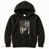 Camo Us Flag Deer Elk Buck Camoflage Hunting Hunter Dad Kids Hoodie thumb 0