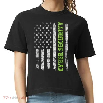 Cybersecurity USA Flag Computer Engineer Programmer Hacker Comfort Colors Boxy T-Shirt