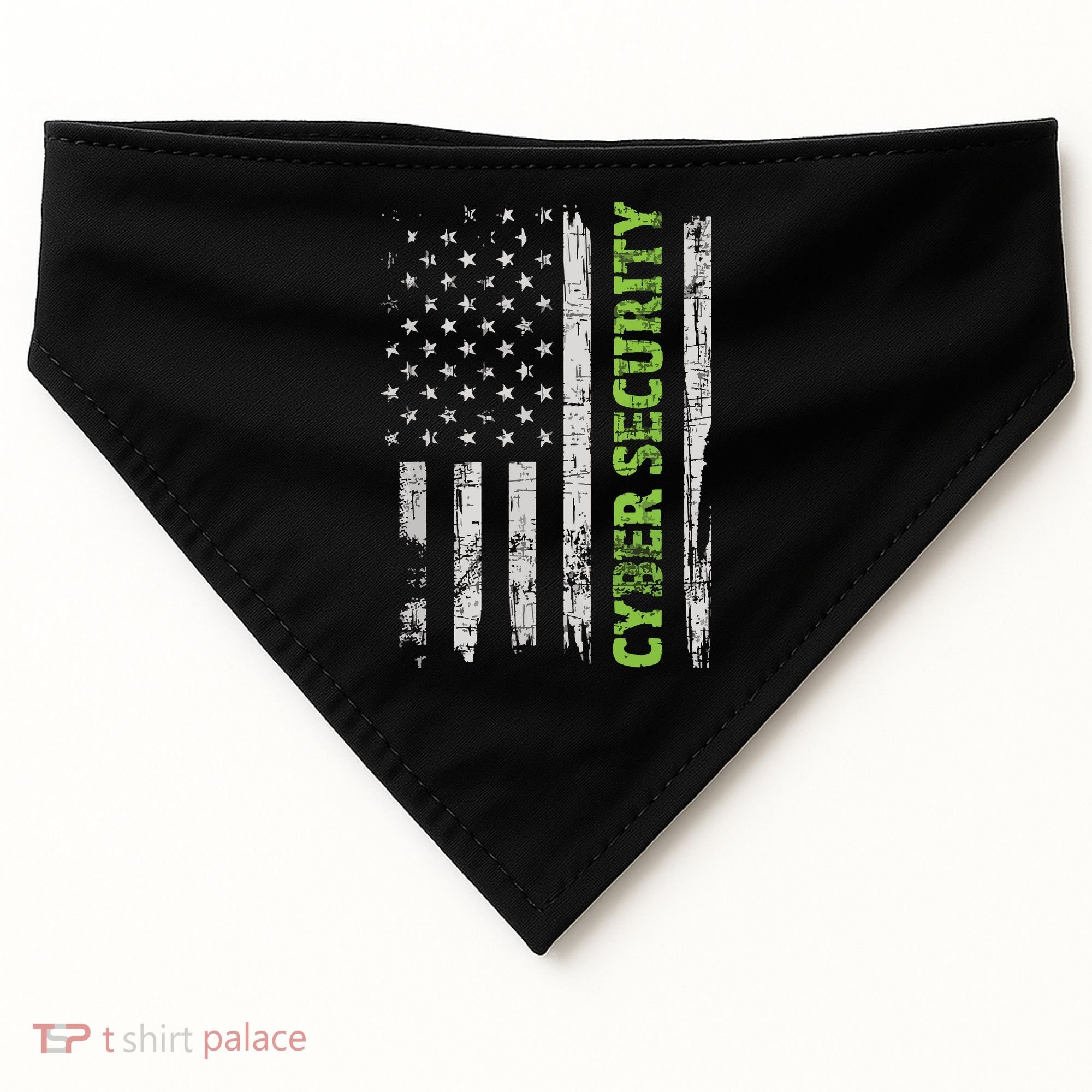 Cybersecurity USA Flag Computer Engineer Programmer Hacker USA-Made Doggie Bandana