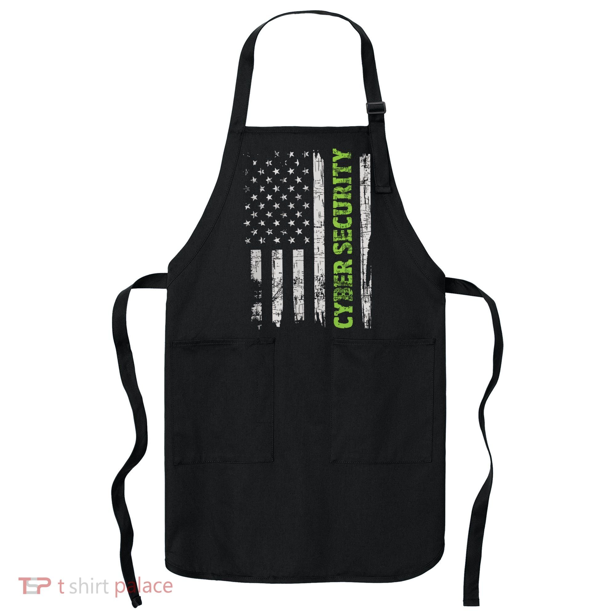 Cybersecurity USA Flag Computer Engineer Programmer Hacker Apron