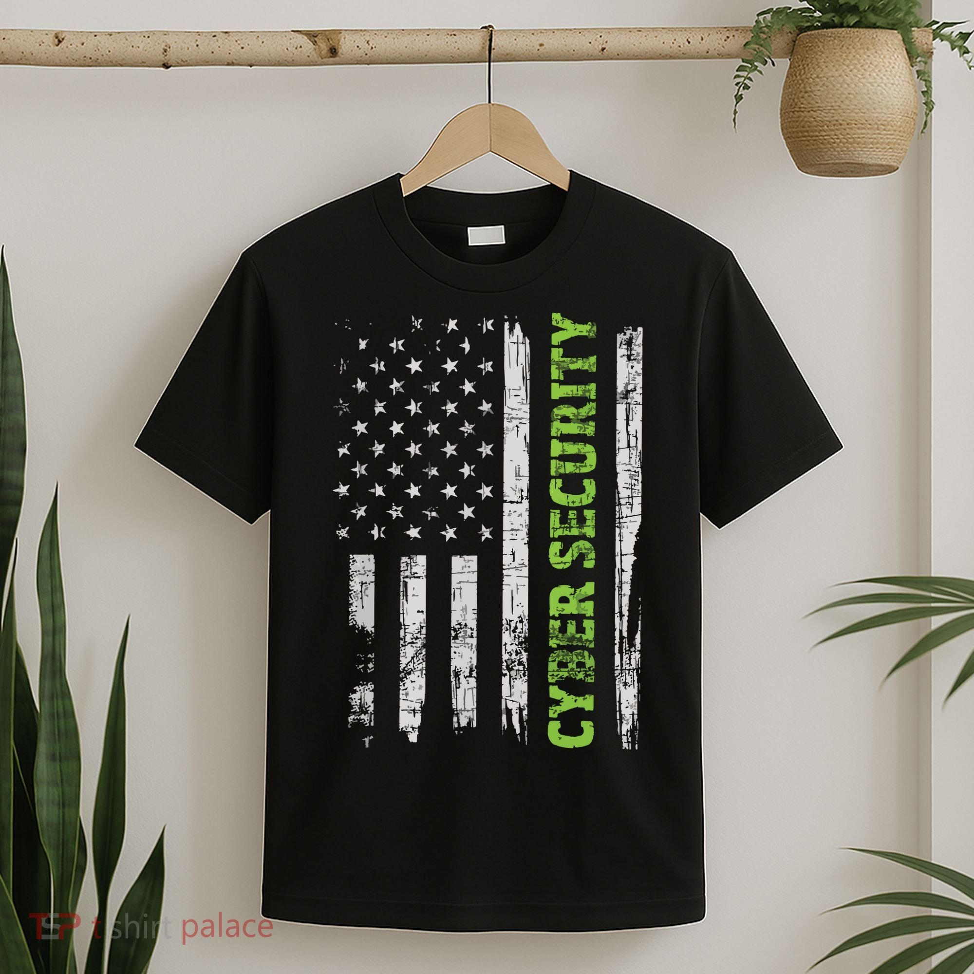 Cybersecurity USA Flag Computer Engineer Programmer Hacker T-Shirt