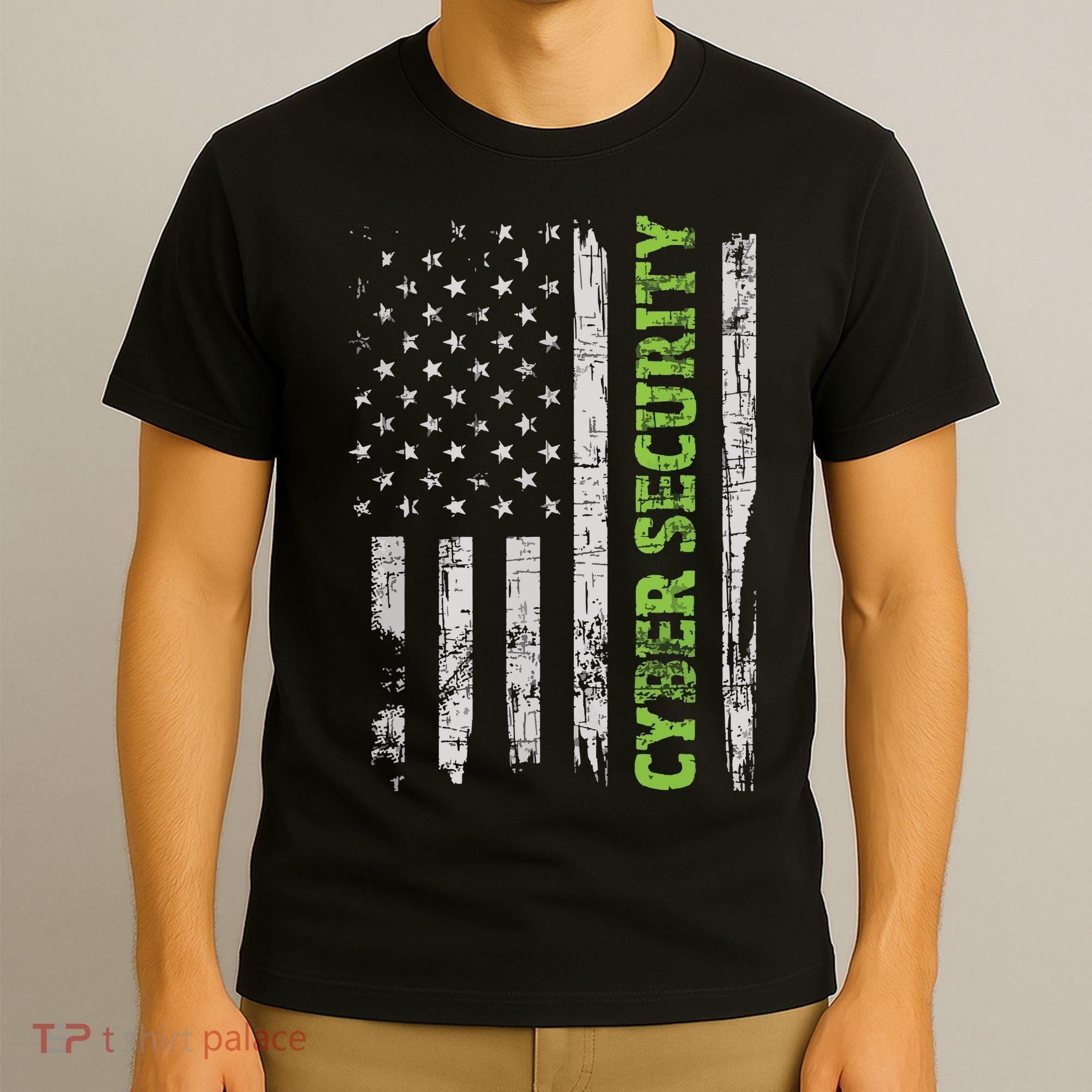 Cybersecurity USA Flag Computer Engineer Programmer Hacker T-Shirt