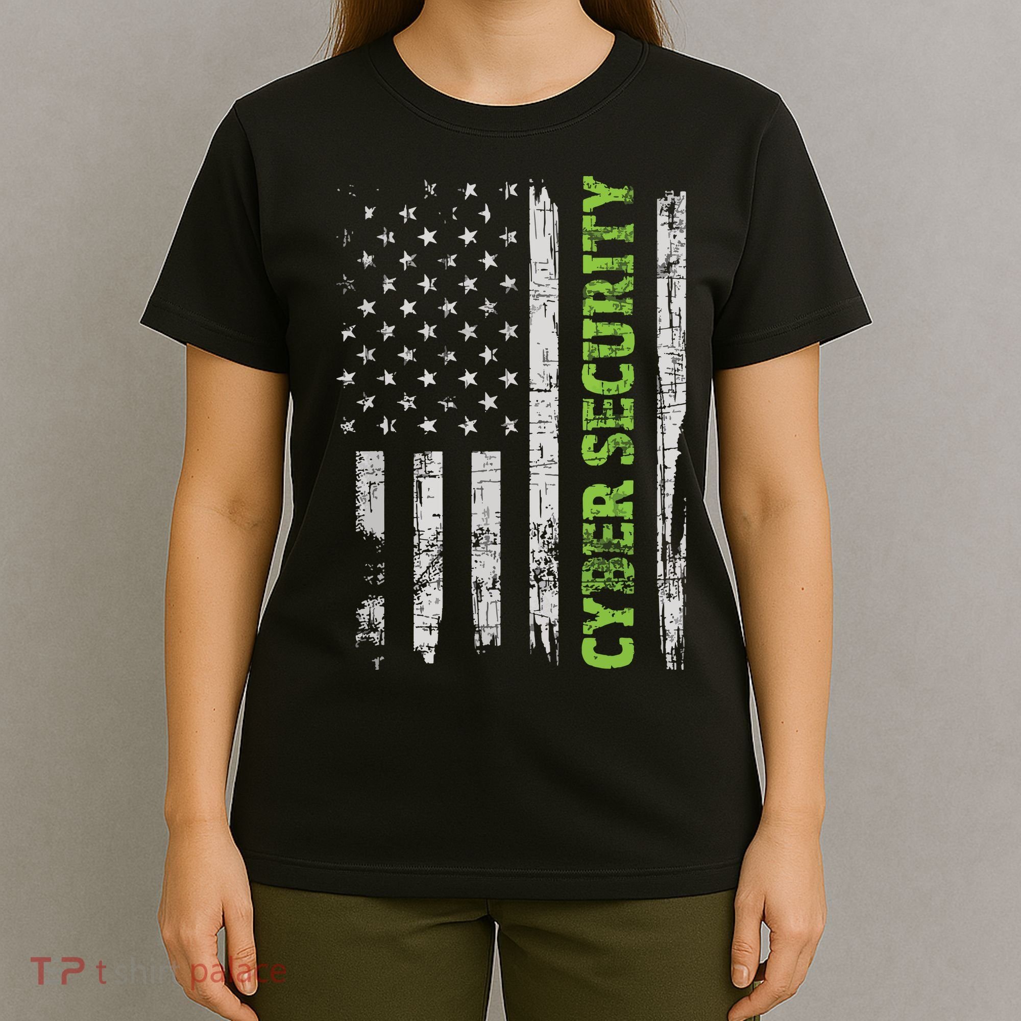Cybersecurity USA Flag Computer Engineer Programmer Hacker T-Shirt
