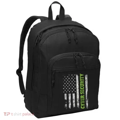 Cybersecurity USA Flag Computer Engineer Programmer Hacker Port Authority Basic Backpack