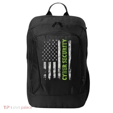Cybersecurity USA Flag Computer Engineer Programmer Hacker City Backpack