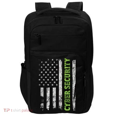 Cybersecurity USA Flag Computer Engineer Programmer Hacker Impact Tech Backpack
