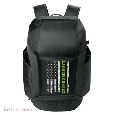 Cybersecurity USA Flag Computer Engineer Programmer Hacker Sport-Tek Club Rec Backpack