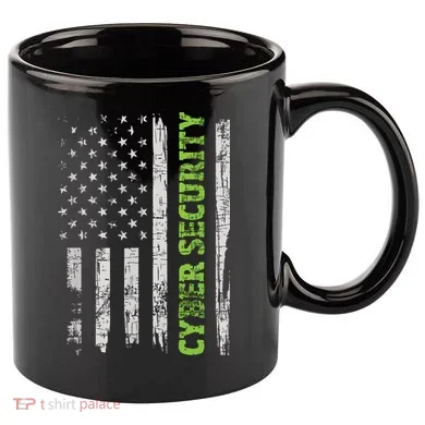Cybersecurity USA Flag Computer Engineer Programmer Hacker 11oz C Handle Ceramic Mug