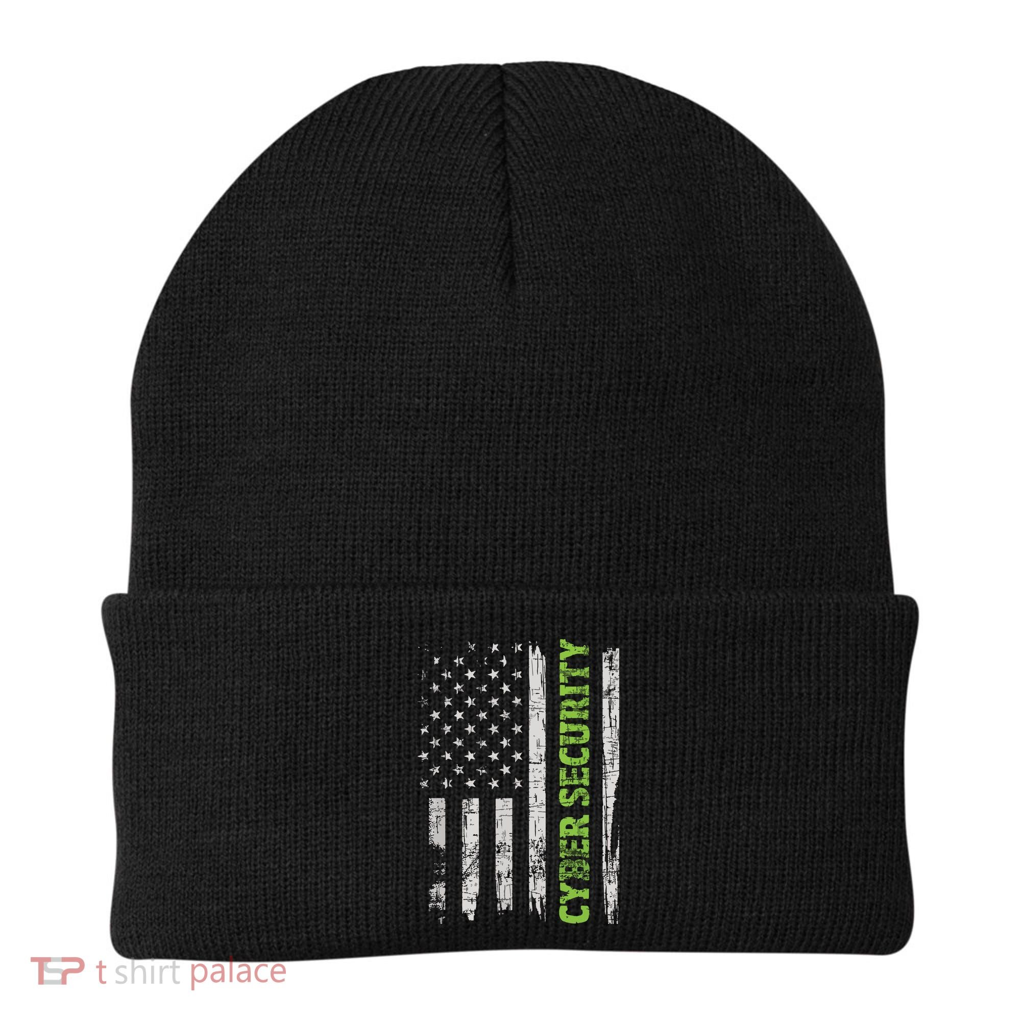 Cybersecurity USA Flag Computer Engineer Programmer Hacker Beanie