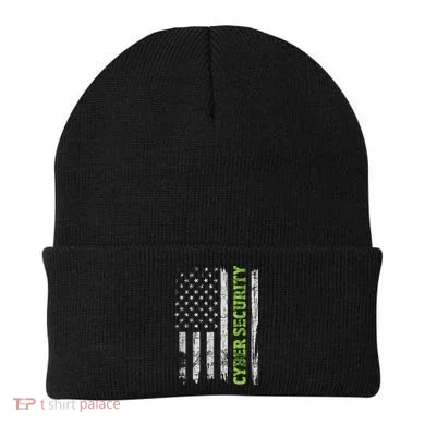 Cybersecurity USA Flag Computer Engineer Programmer Hacker Beanie