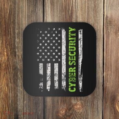 Cybersecurity USA Flag Computer Engineer Programmer Hacker Coaster