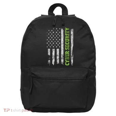 Cybersecurity USA Flag Computer Engineer Programmer Hacker 16 in Basic Backpack