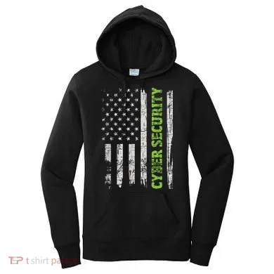 Cybersecurity USA Flag Computer Engineer Programmer Hacker Women's Hoodie
