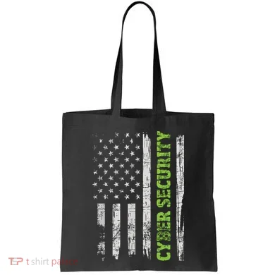 Cybersecurity USA Flag Computer Engineer Programmer Hacker Tote Bag