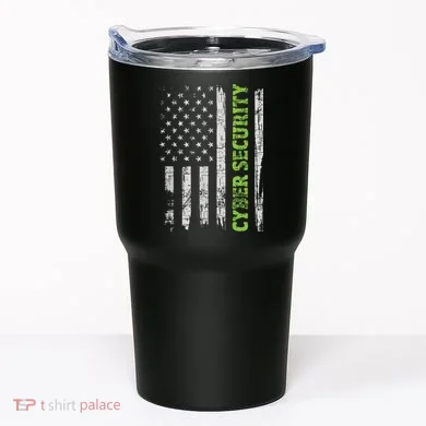 Cybersecurity USA Flag Computer Engineer Programmer Hacker Tumbler