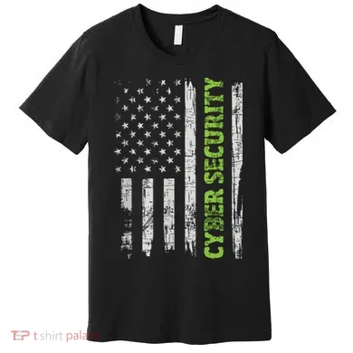 Cybersecurity USA Flag Computer Engineer Programmer Hacker Premium T-Shirt