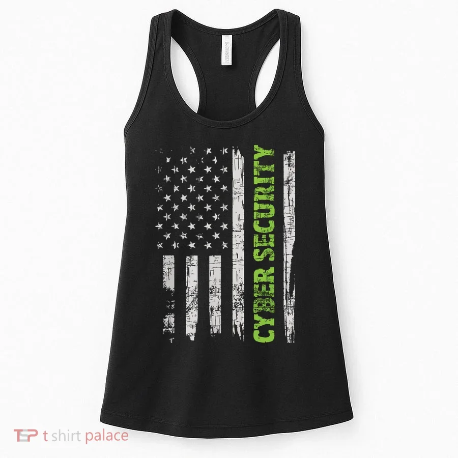Cybersecurity USA Flag Computer Engineer Programmer Hacker Women's Tank Top