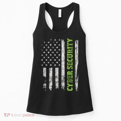 Cybersecurity USA Flag Computer Engineer Programmer Hacker Women's Tank Top