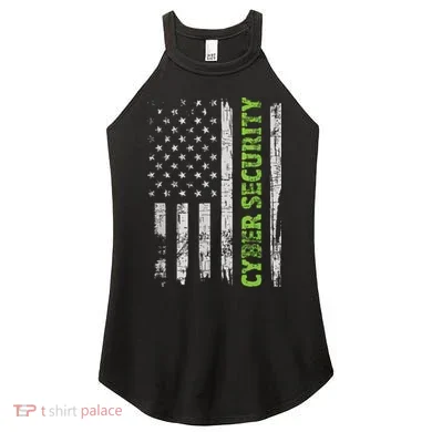 Cybersecurity USA Flag Computer Engineer Programmer Hacker Women's Perfect Tri Rocker Tank